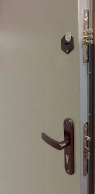 Замки и ручка на двупольных технических дверях
