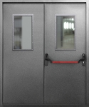 Двустворчатая дверь «Антипаника» с напылением и стеклопакетом АД-012