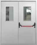 Двустворчатая дверь «Антипаника» со стеклопакетом АД-006