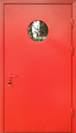 Однопольная противопожарная дверь с напылением и круглым стеклопакетом DS020