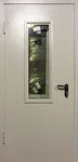 Одностворчатая противопожарная дверь со стеклопакетом с напылением DS025