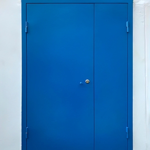 Полуторопольная дверь синего цвета