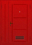 Полуторная техническая дверь с рисунком и вентиляцией ТД-017