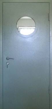 Модель технической двери с круглым стеклопакетом и грунт эмалью
