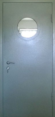 Однопольная техническая дверь с круглым стеклопакетом