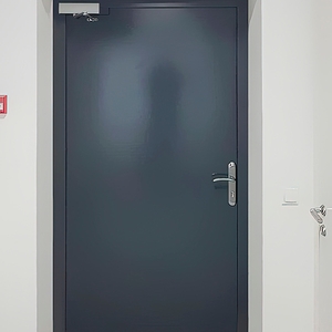 Темно-серая дверь с доводчиком